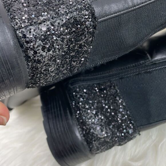 Steve Madden | girls tall glitter boots 4.0 jjosette black with cheetah … - Picture 5 of 8